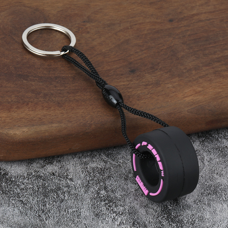 Rose Red Tire Keychain PVC Soft Rubber