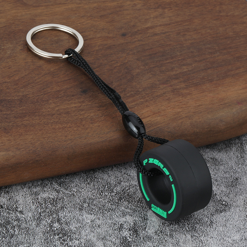 Green Tire Keychain PVC Soft Rubber