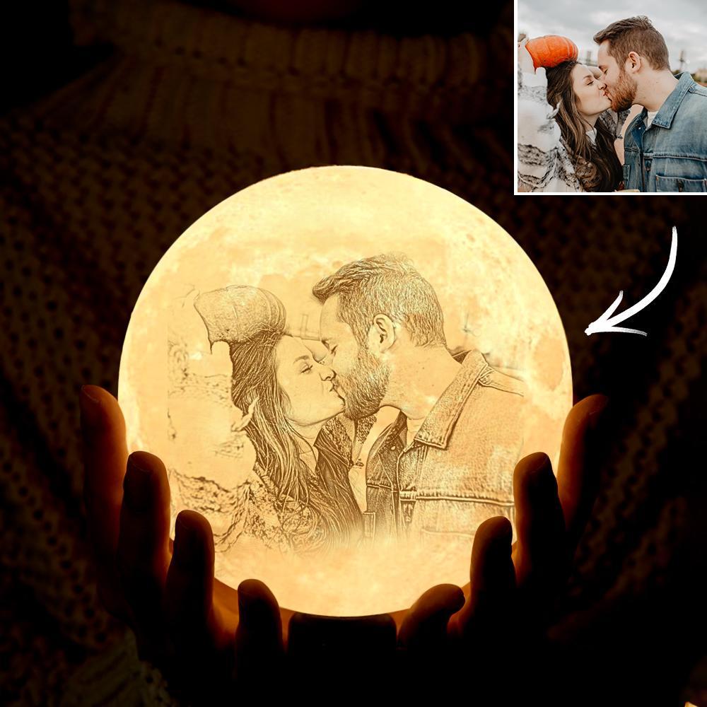 Halloween Gifts Custom Photo Lamp 3D Printed Moon Lamp 2 Colors for Love - Get Photo Blanket