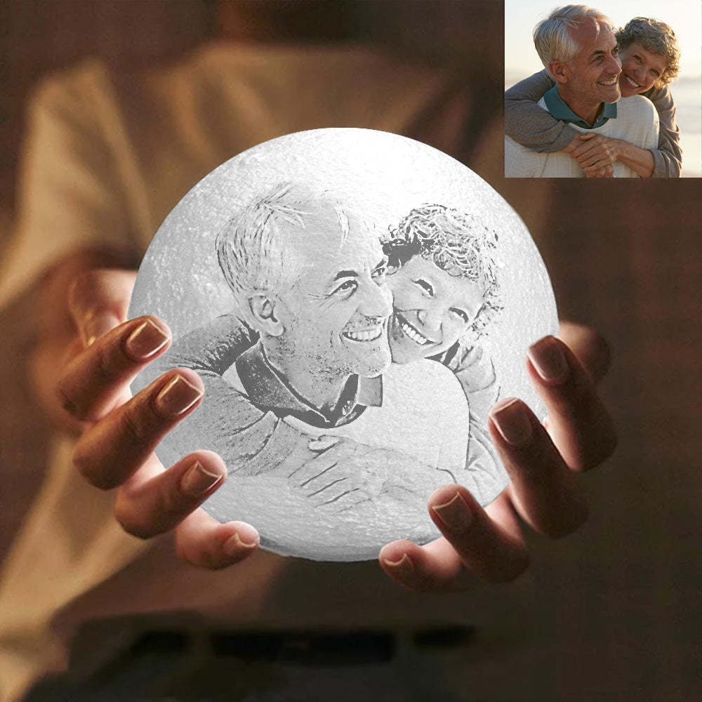 Anniversary Gifts Moon Photo Lamp Shades Personalized Picture Light for Couple& Engraving Custom 3D Print Luna Light Painting Light - Get Photo Blanket