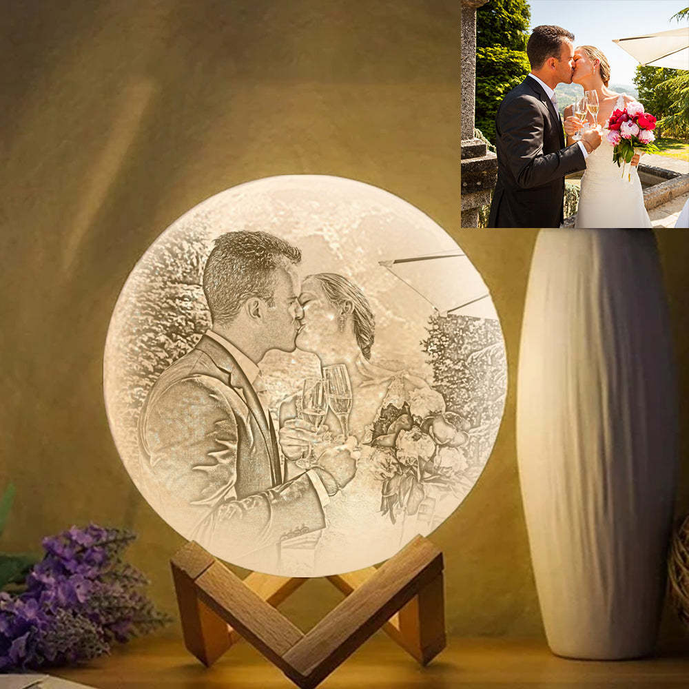 Personalized 3D Printed Photo Moon Lamp, Engraved Lamp(10CM-15CM) - Get Photo Blanket
