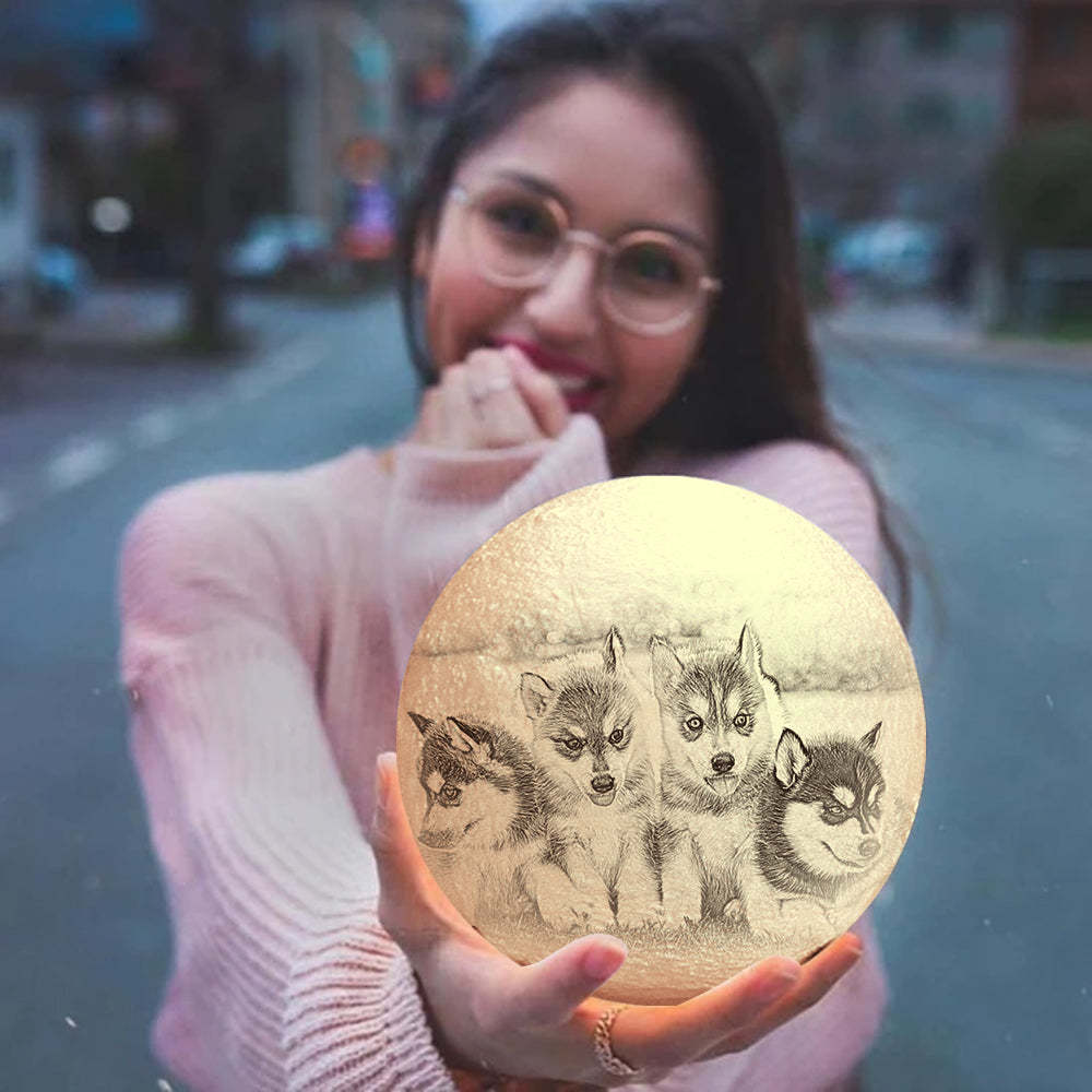 Wedding Gifts Custom Moon Lamp With Photo Personalized Engraved 3D Printing Light - Get Photo Blanket