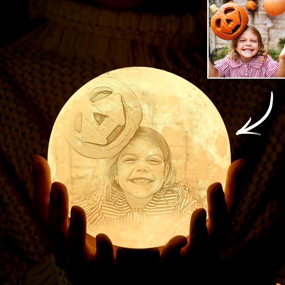 Halloween Lamp 2 Colors Custom Photo Lamp 3D Printed Engraved Moon Lamp - Get Photo Blanket