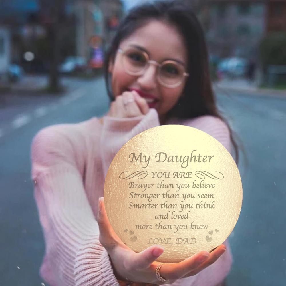 Gifts for Daughter Custom Engraved Moon Lamp, Personalized 3D Moon Lamp - Touch Two Colors 15cm-20cm Available