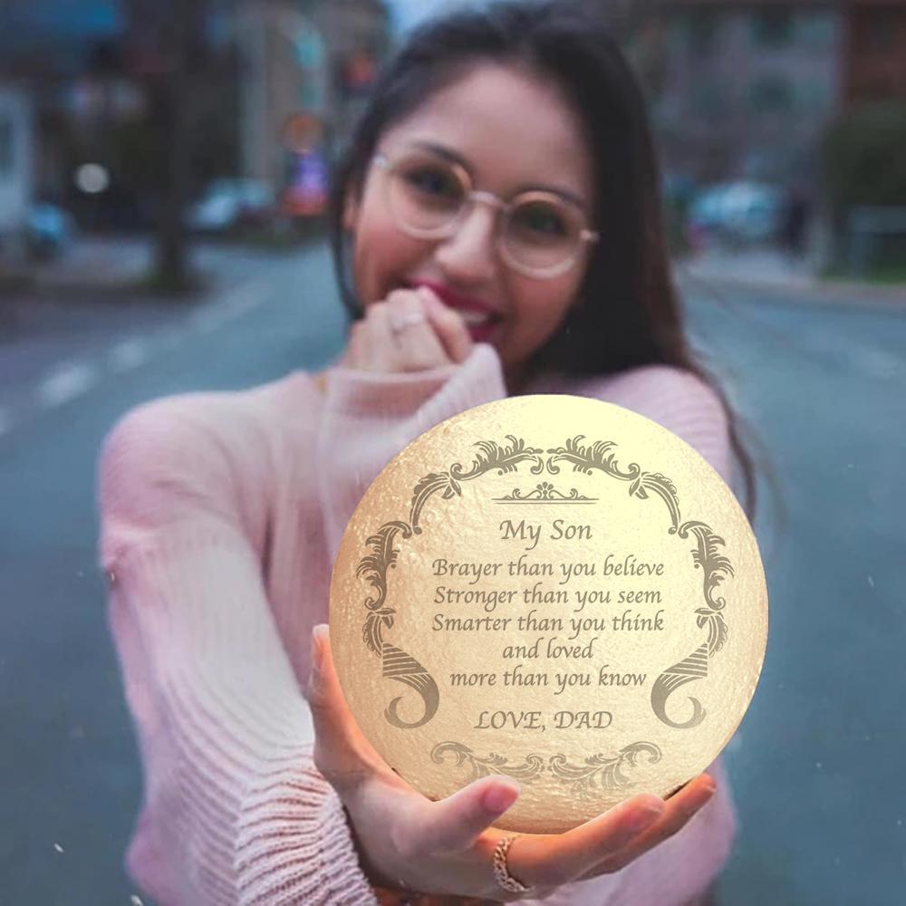 Engraved Moon Lamp, Personalized 3D Moon Lamp Best Gifts - Touch Two Colors 15cm-20cm Available