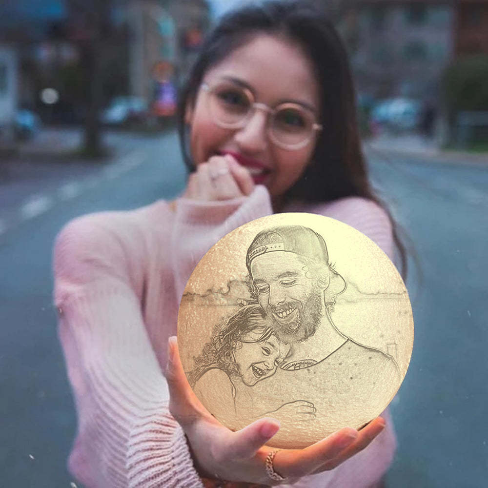 Custom Photo Moon Lamp 10cm-15cm Available - Get Photo Blanket