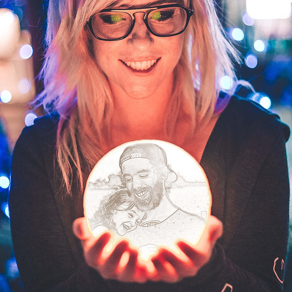Custom Photo Moon Lamp 10cm-15cm Available - Get Photo Blanket