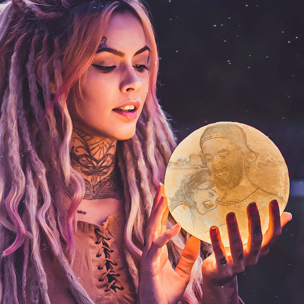 Custom Photo Moon Lamp 10cm-15cm Available - Get Photo Blanket