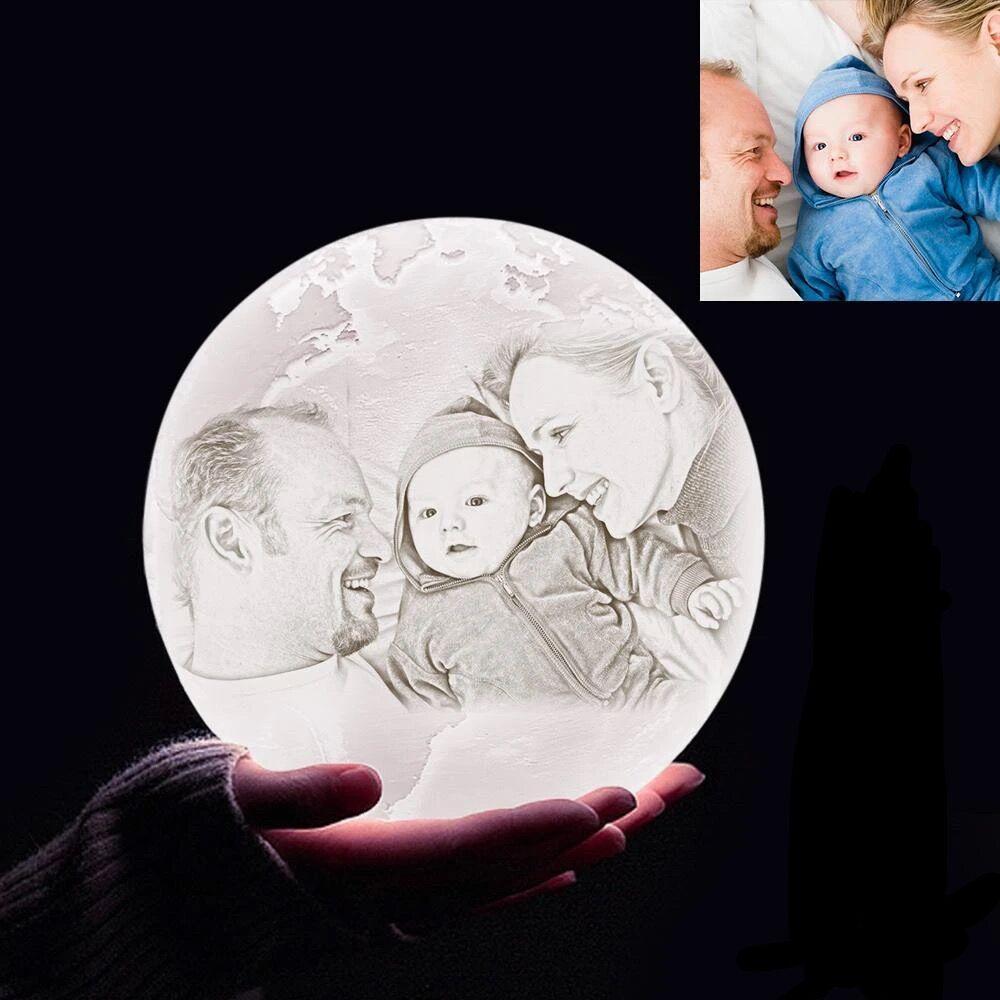 Custom 3D Printing Photo Moon Light With Your Text-For Valentine-Touch Two Colors(10-15cm)