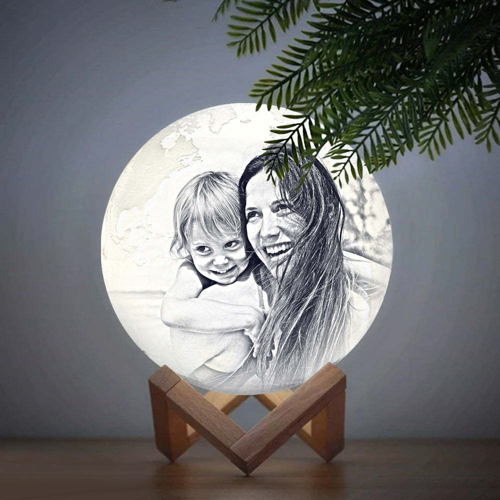 Two Colors Magic Lunar Customized Earth Lamp With Text, Engraved Photo Lamp (10-15cm) - Get Photo Blanket