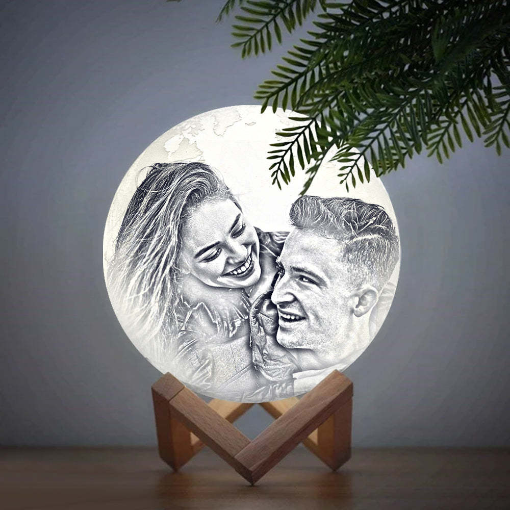 Magic Customized Earth Lamp With Text, Engraved Photo Lamp For Lover - Touch Two Colors (10-15cm) - Get Photo Blanket