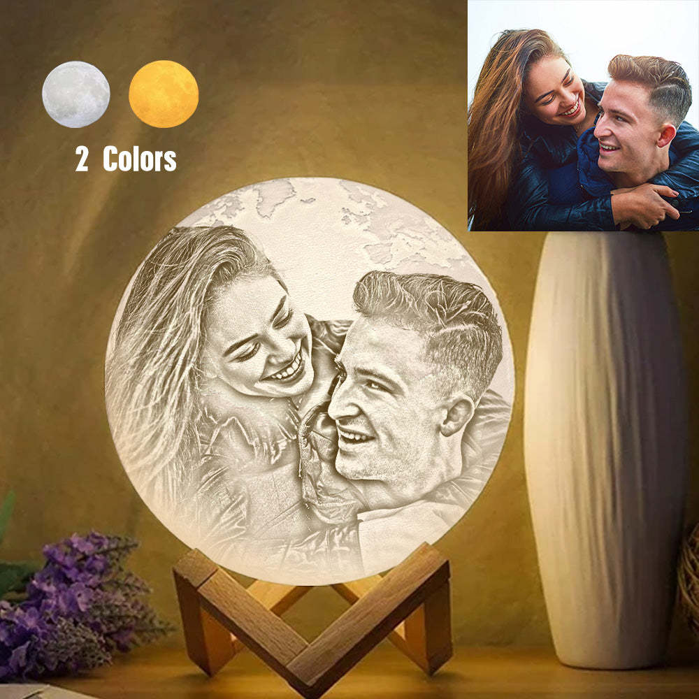 Magic Customized Earth Lamp With Text, Engraved Photo Lamp For Lover - Touch Two Colors (10-15cm) - Get Photo Blanket
