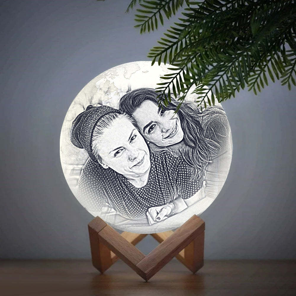 Magic Lunar Customized Earth Lamp With Text, Engraved Photo Lamp For Friend - Touch Two Colors (10-15cm) - Get Photo Blanket