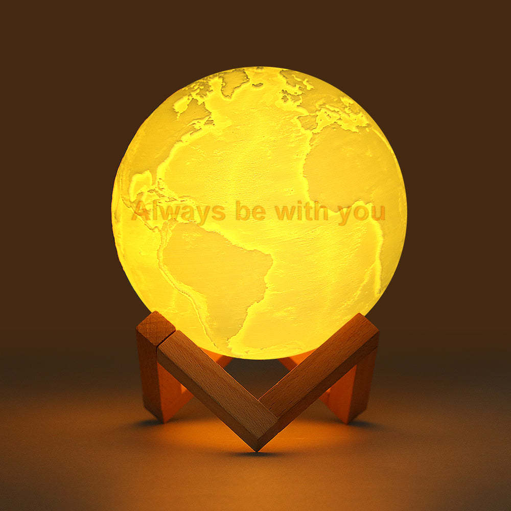 Two Colors Magic Lunar Customized Earth Lamp With Text, Engraved Photo Lamp (10-15cm) - Get Photo Blanket