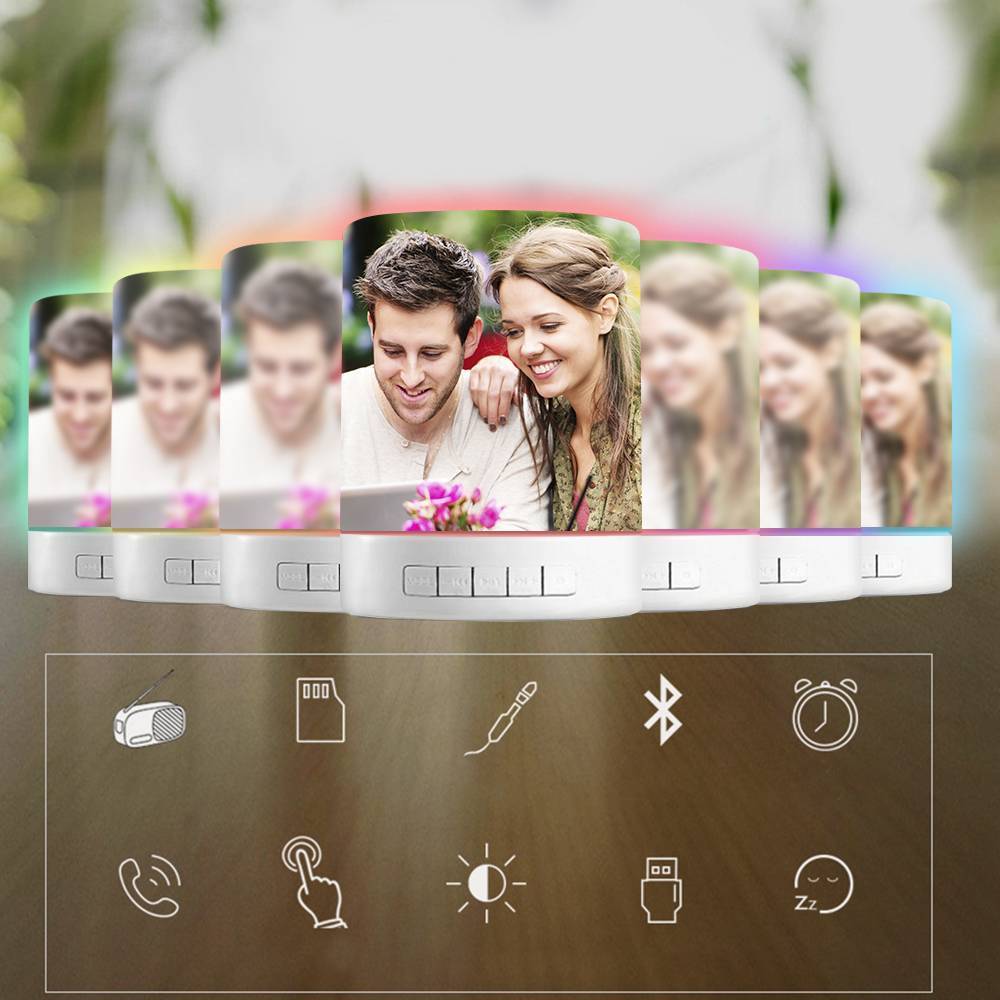 Personalized Sweet Lover Photo Night Lamp, Photo Audio Bluetooth Seven Colors - Get Photo Blanket