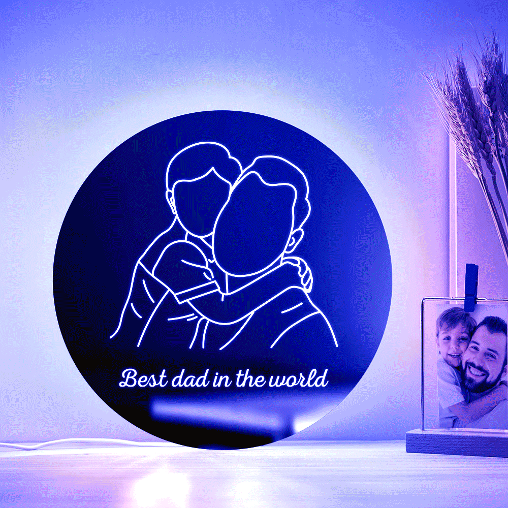 Personalized Photo Round Mirror Colorful Lamp Line Drawing Led Night Light Exquisite Home Gifts - photomoonlamp