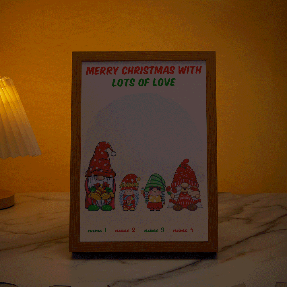 Custom Gnome Lamp Personalized Family Clip Art Light Christmas Gifts - Get Photo Blanket