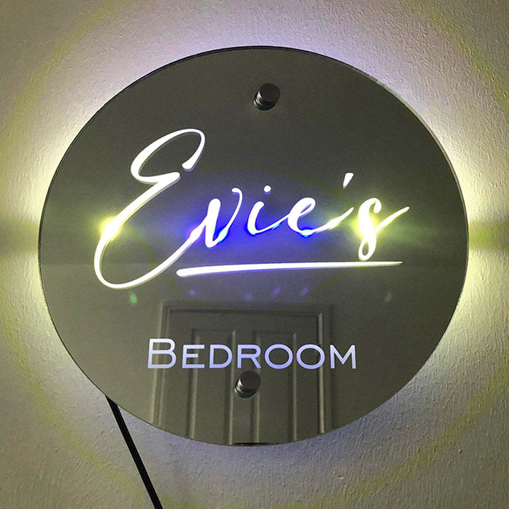 Custom Name Round Mirror Marquee Light Gift - photomoonlamp