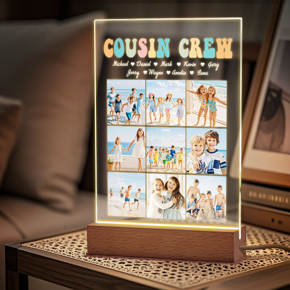 Custom Name & Photo Acrylic Night Light Personalized Family Cousin Crew Night Light Best Cousin Gift