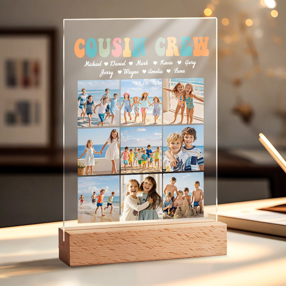 Custom Name & Photo Acrylic Night Light Personalized Family Cousin Crew Night Light Best Cousin Gift