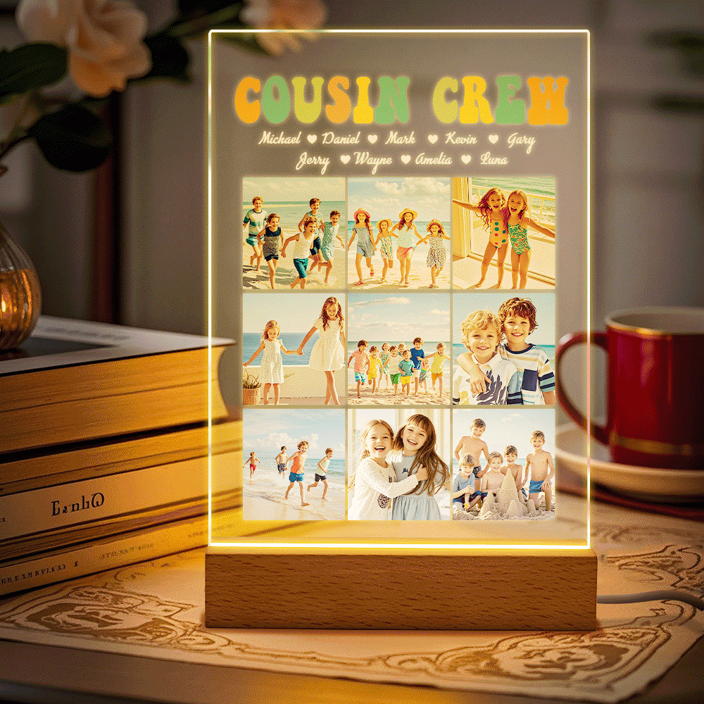 Custom Name & Photo Acrylic Night Light Personalized Family Cousin Crew Night Light Best Cousin Gift