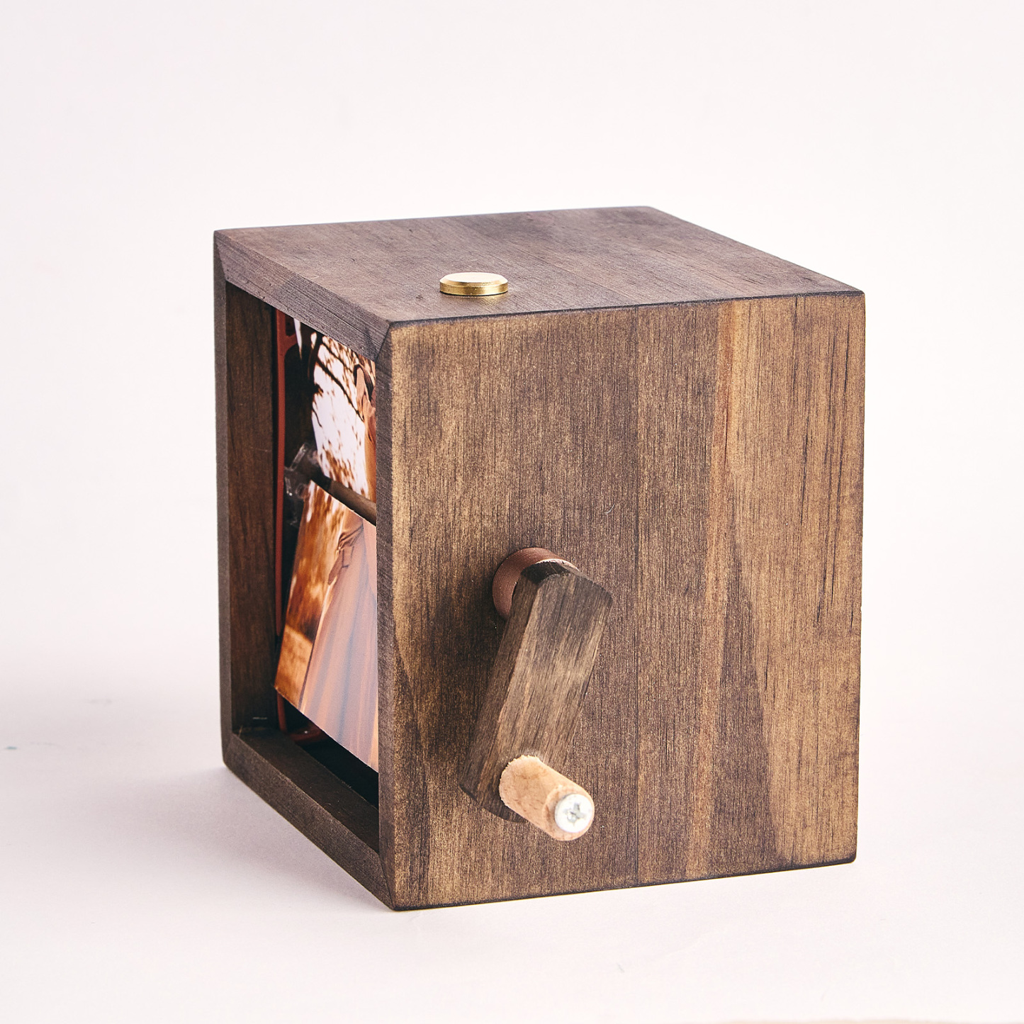Custom Flip Book Frame Animation Machine Mechanical Hand-cranked Photo Album with Light Black Walnut Baby Photo Cube Frame Creative Gift