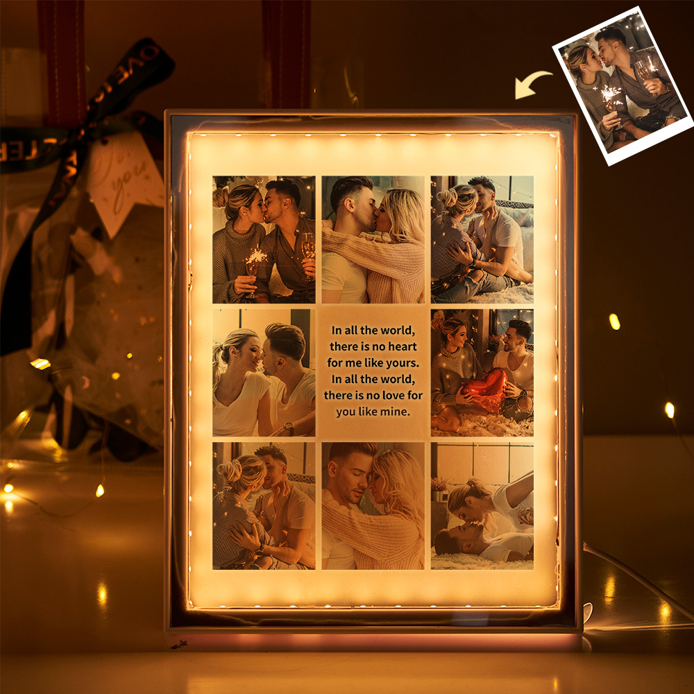 Custom Photo Night Light Couple Photo Frame Custom Letter Birthday Gift Mirror Light Photo Mirror Custom Name Mirror