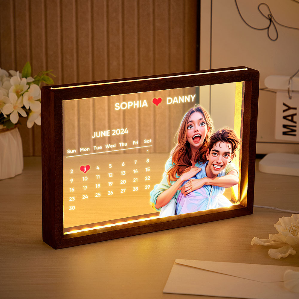 Custom Comic-Style Calendar Night Light | Upload Photo, Add Date & Message - Perfect Mother's Day Gift for Mom - Get Photo Blanket