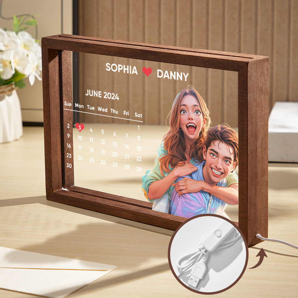 Custom Comic-Style Calendar Night Light | Upload Photo, Add Date & Message - Perfect Mother's Day Gift for Mom - Get Photo Blanket