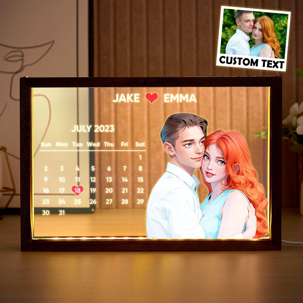 Custom Comic-Style Calendar Night Light | Upload Photo, Add Date & Message - Perfect Mother's Day Gift for Mom - Get Photo Blanket