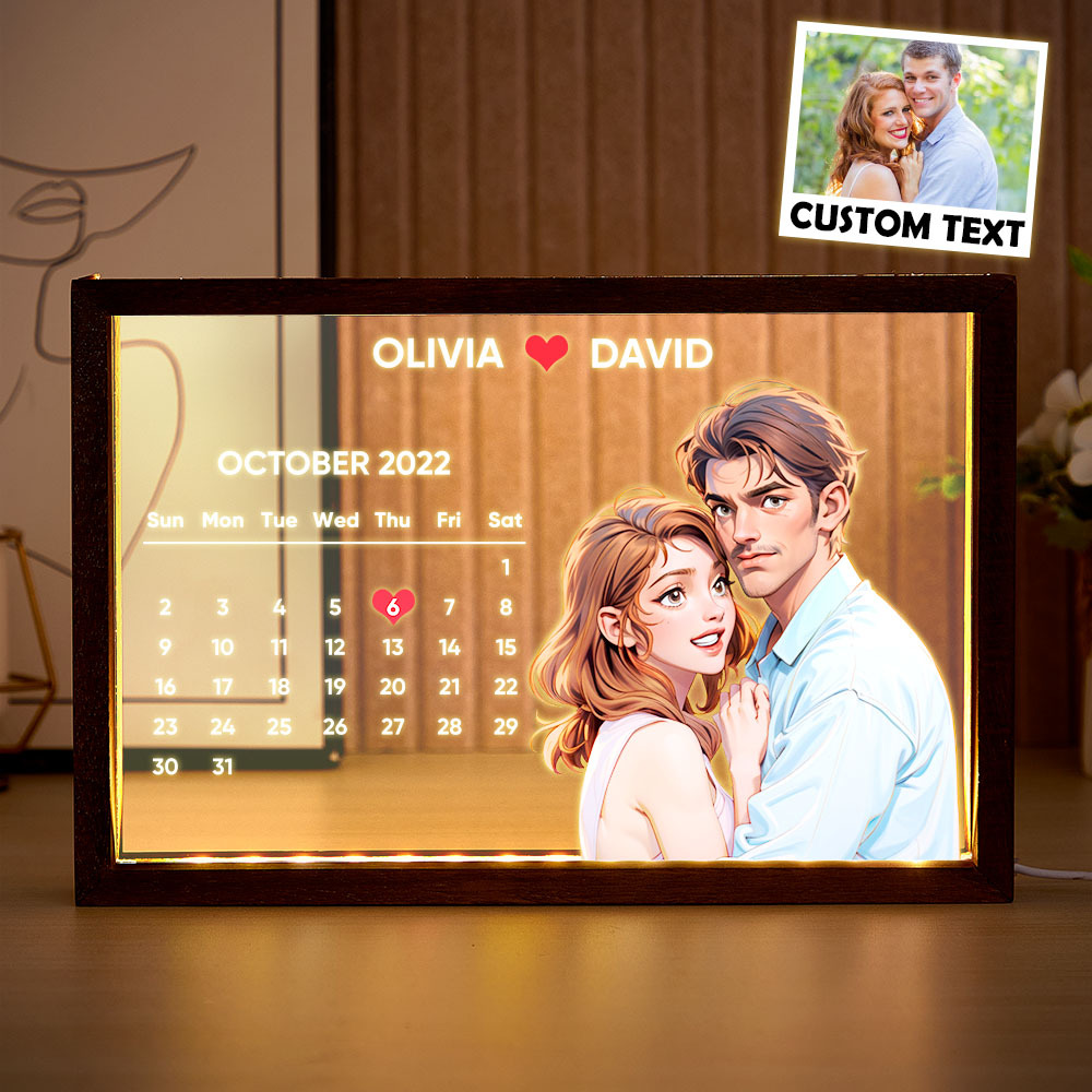 Custom Comic-Style Calendar Night Light | Upload Photo, Add Date & Message - Perfect Mother's Day Gift for Mom - Get Photo Blanket