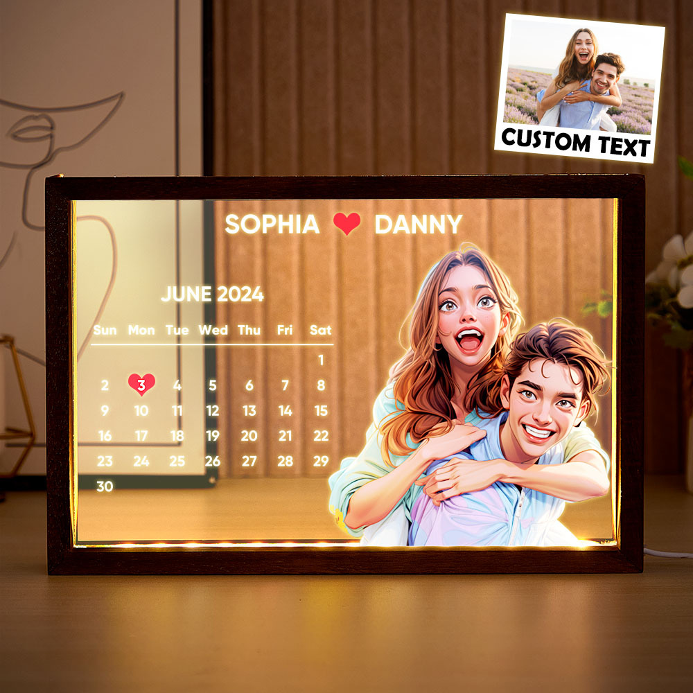 Custom Comic-Style Calendar Night Light | Upload Photo, Add Date & Message - Perfect Mother's Day Gift for Mom - Get Photo Blanket