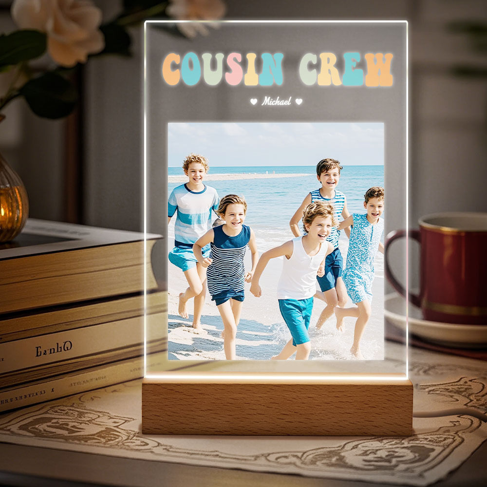 Custom Name & Photo Acrylic Night Light Personalized Family Cousin Crew Night Light Best Cousin Gift