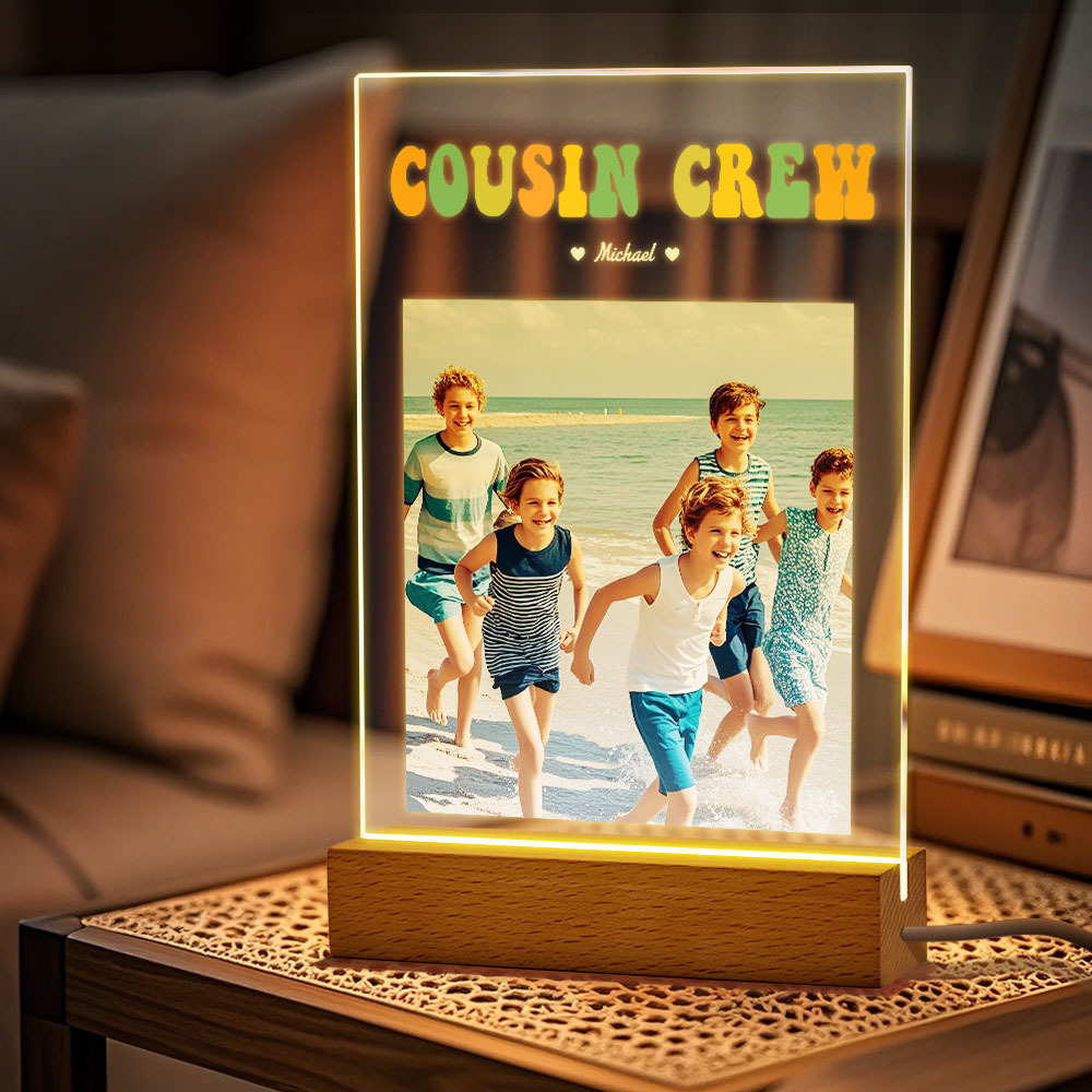Custom Name & Photo Acrylic Night Light Personalized Family Cousin Crew Night Light Best Cousin Gift