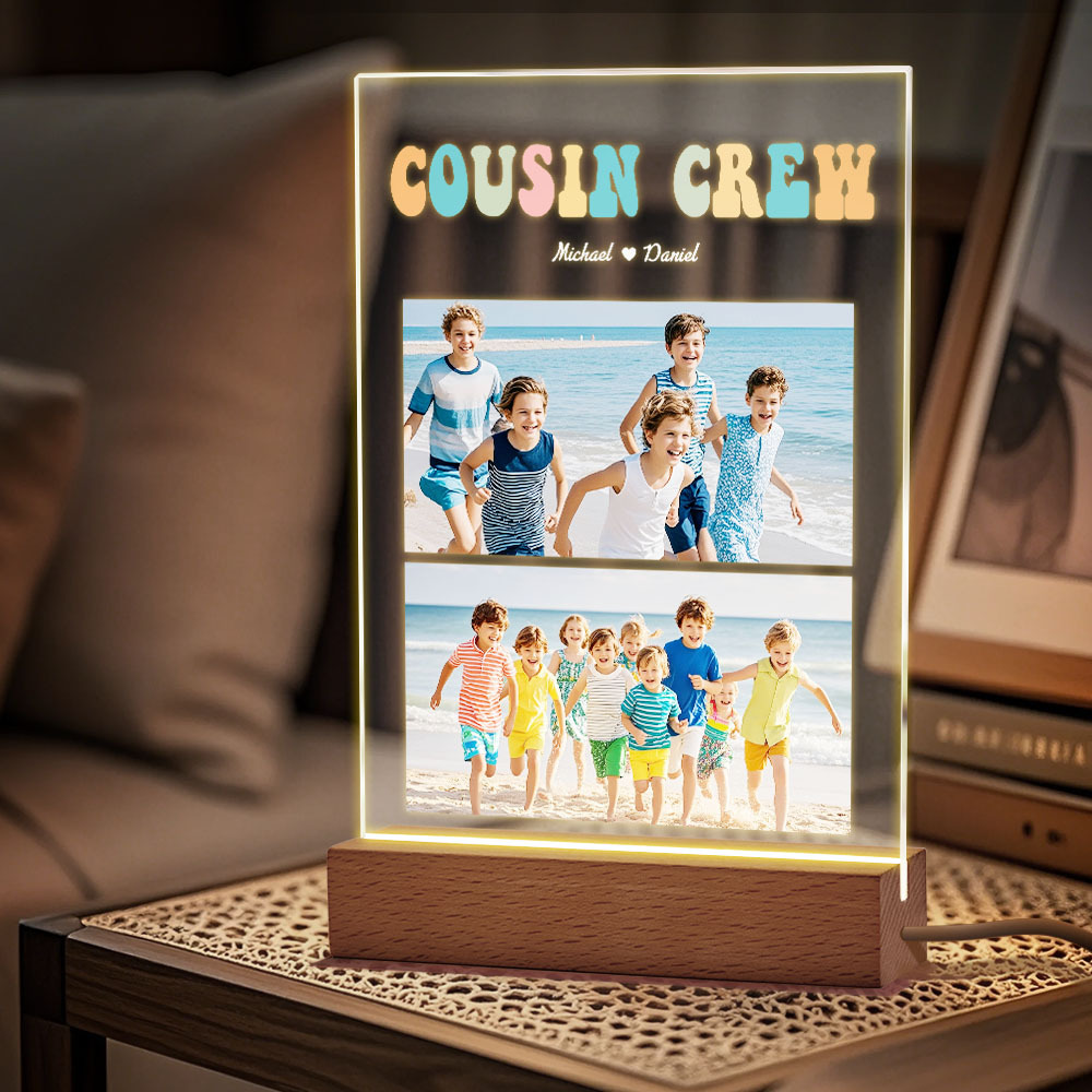 Custom Name & Photo Acrylic Night Light Personalized Family Cousin Crew Night Light Best Cousin Gift