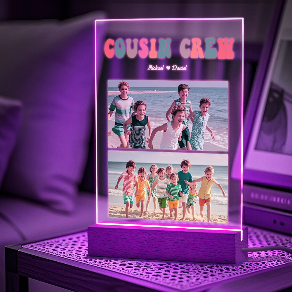 Custom Name & Photo Acrylic Night Light Personalized Family Cousin Crew Night Light Best Cousin Gift