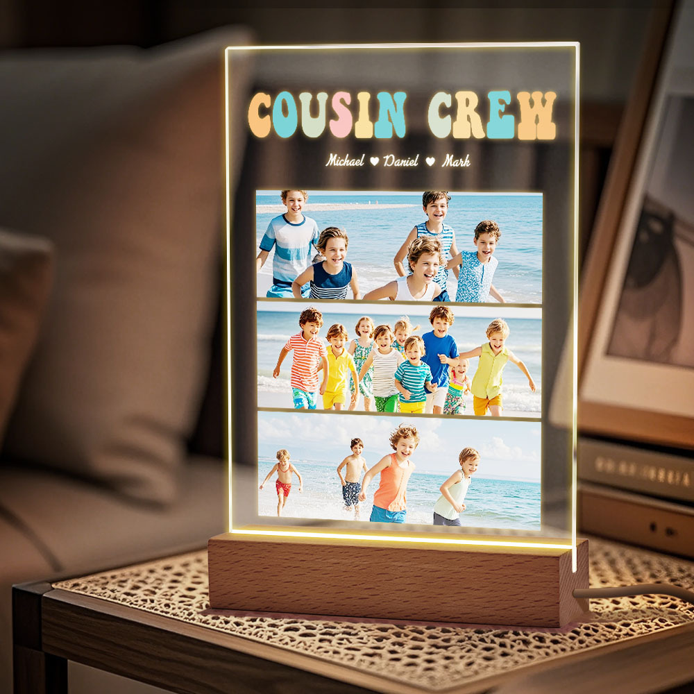 Custom Name & Photo Acrylic Night Light Personalized Family Cousin Crew Night Light Best Cousin Gift