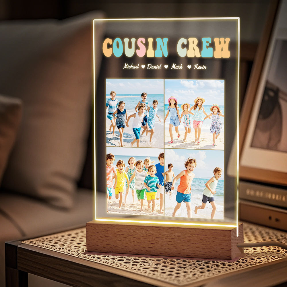 Custom Name & Photo Acrylic Night Light Personalized Family Cousin Crew Night Light Best Cousin Gift