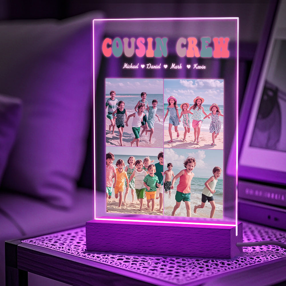 Custom Name & Photo Acrylic Night Light Personalized Family Cousin Crew Night Light Best Cousin Gift