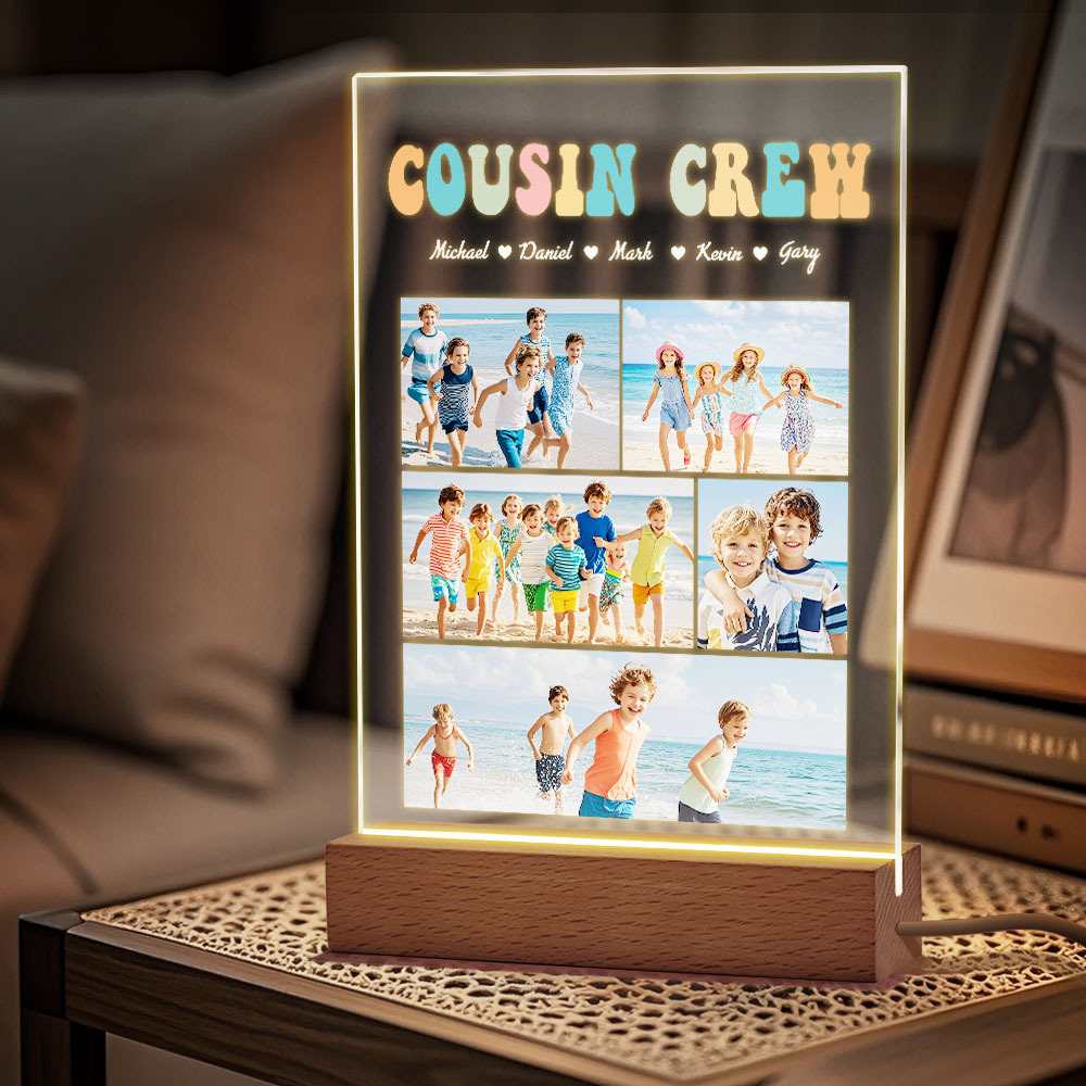 Custom Name & Photo Acrylic Night Light Personalized Family Cousin Crew Night Light Best Cousin Gift