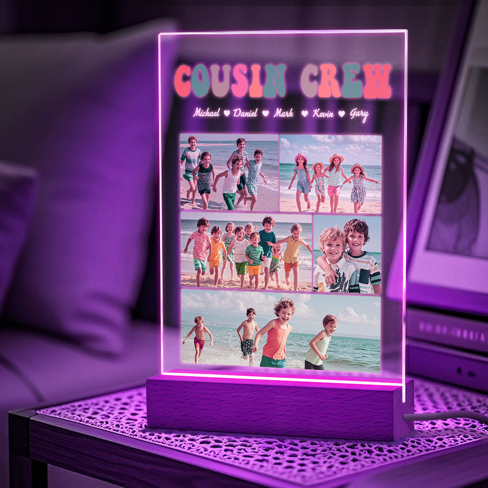Custom Name & Photo Acrylic Night Light Personalized Family Cousin Crew Night Light Best Cousin Gift