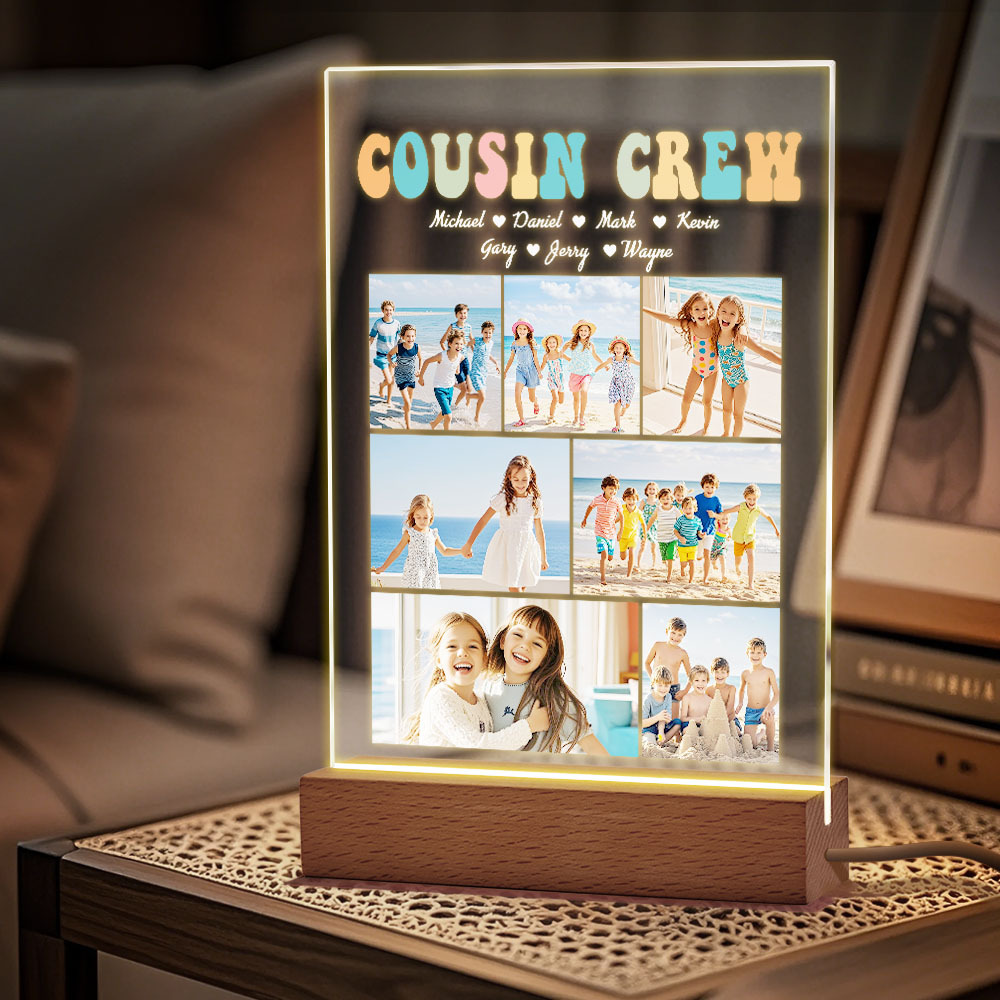 Custom Name & Photo Acrylic Night Light Personalized Family Cousin Crew Night Light Best Cousin Gift