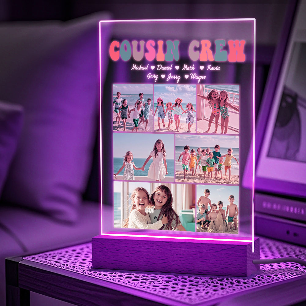 Custom Name & Photo Acrylic Night Light Personalized Family Cousin Crew Night Light Best Cousin Gift