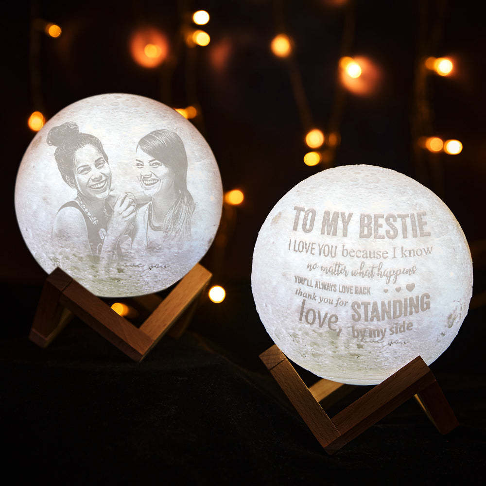 To My Best Friend Personalized Luna Moon Lamp Night Light 3D Print Moonlight LED Dimmable  Bestie Gift - Get Photo Blanket