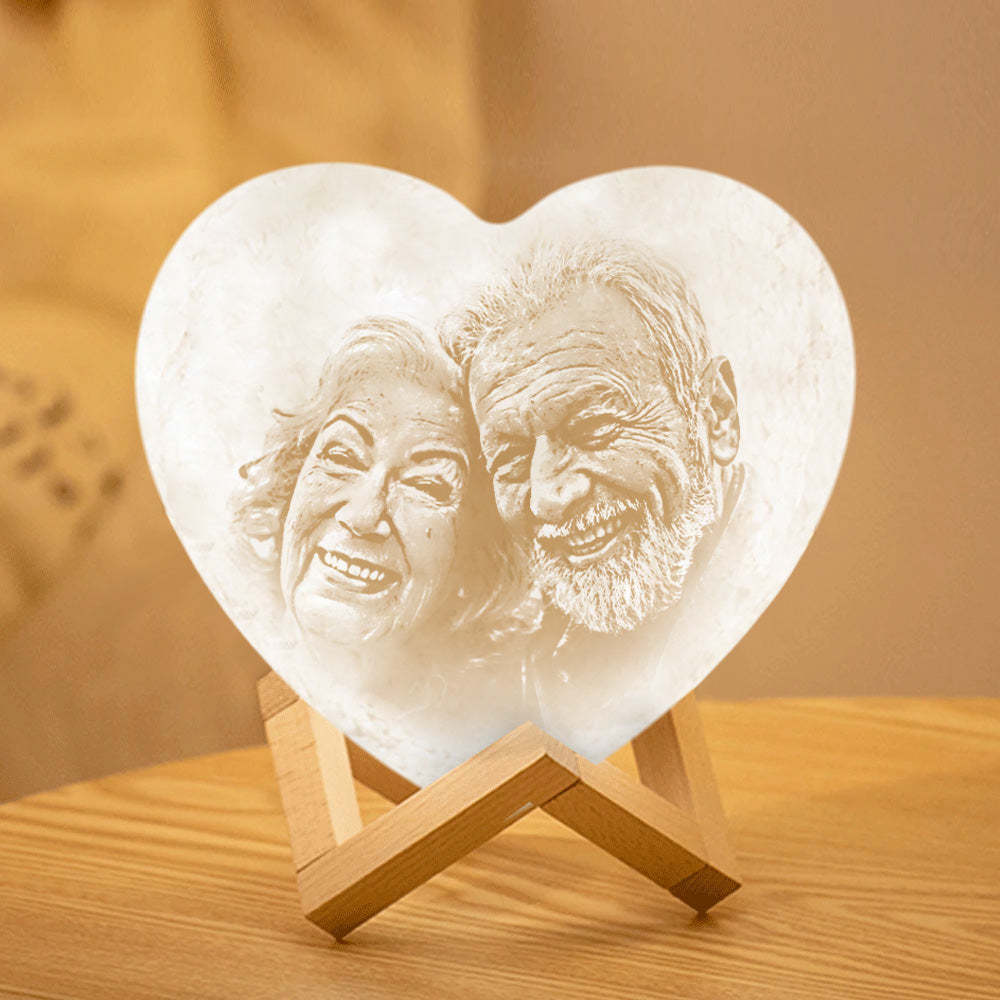 Gifts for Couple Custom Photo Heart Lamp Personalized Anniversary Gift Night Light 3D Printed for Wife - Get Photo Blanket