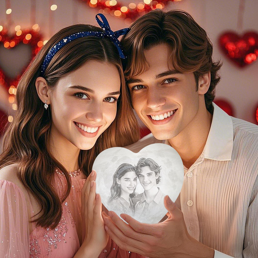 Valentine's Day Gifts Custom Photo Heart Lamp Personalized Night Light 3D Printed (10-15cm) for Wife