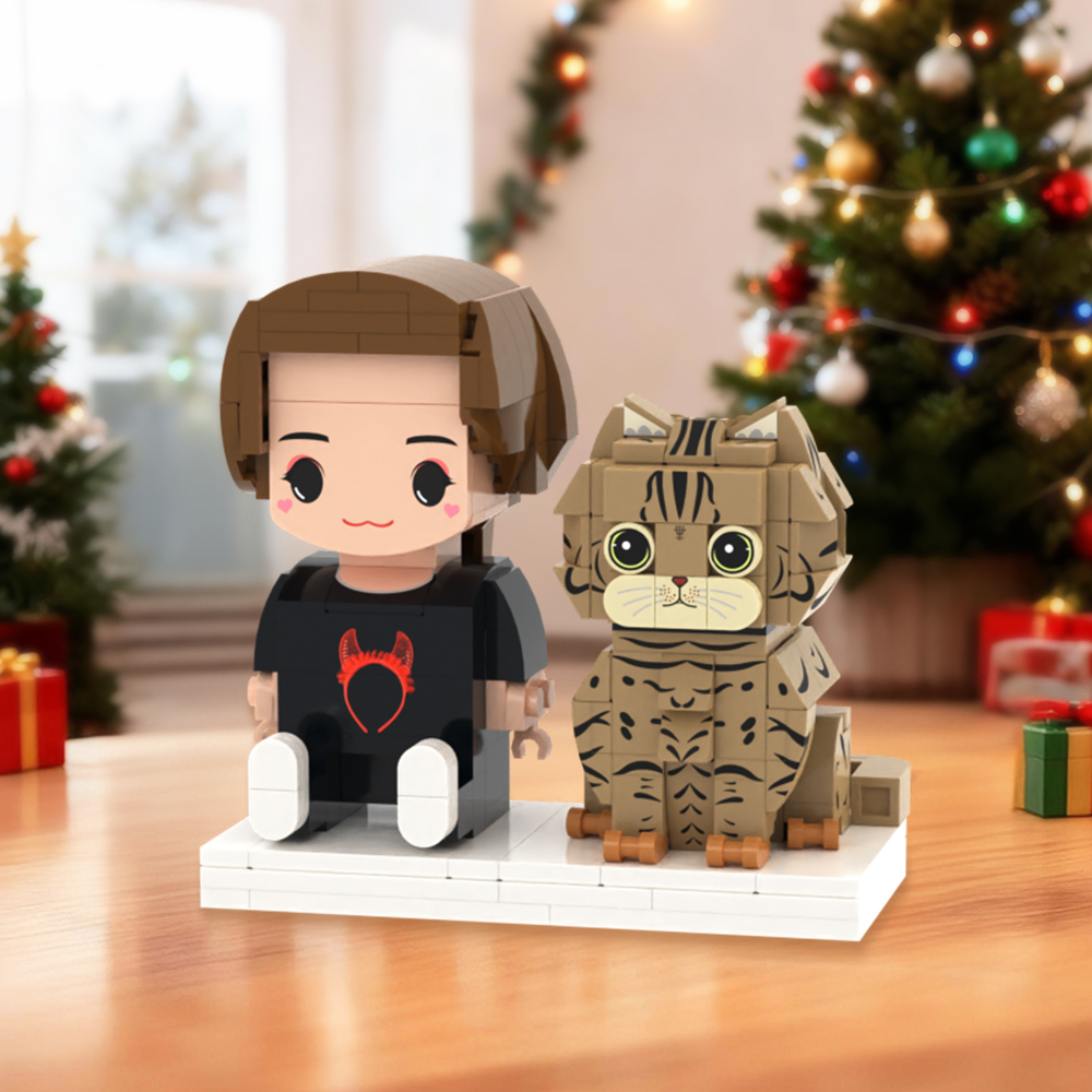 Personalized Full Body 3 People Brick Figures Custom Sitting Brick Figures Universal Interlocking Plastic Toy Christmas Gift - Get Photo Blanket