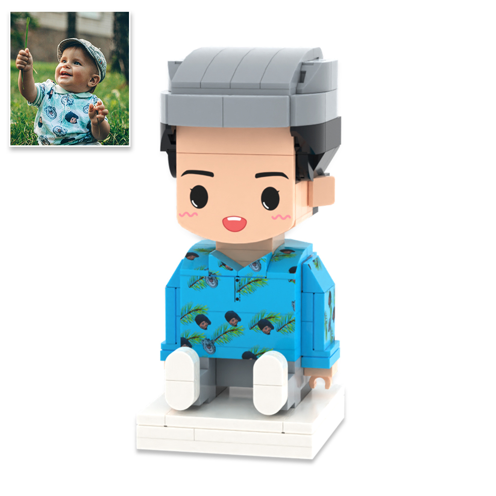 Personalized Full Body 3 People Brick Figures Custom Sitting Brick Figures Universal Interlocking Plastic Toy Christmas Gift - Get Photo Blanket