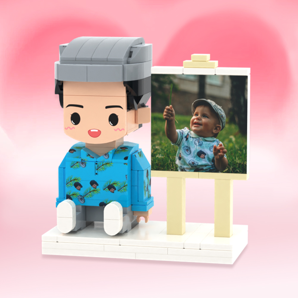 Personalized Full Body 3 People Brick Figures Custom Sitting Brick Figures Universal Interlocking Plastic Toy Christmas Gift - Get Photo Blanket