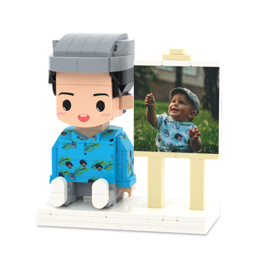 Personalized Full Body 3 People Brick Figures Custom Sitting Brick Figures Universal Interlocking Plastic Toy Christmas Gift - Get Photo Blanket